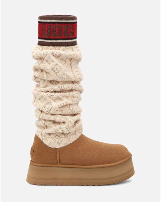Ugg Brown Classic Sweater Letter Tall Knit Classic Boots