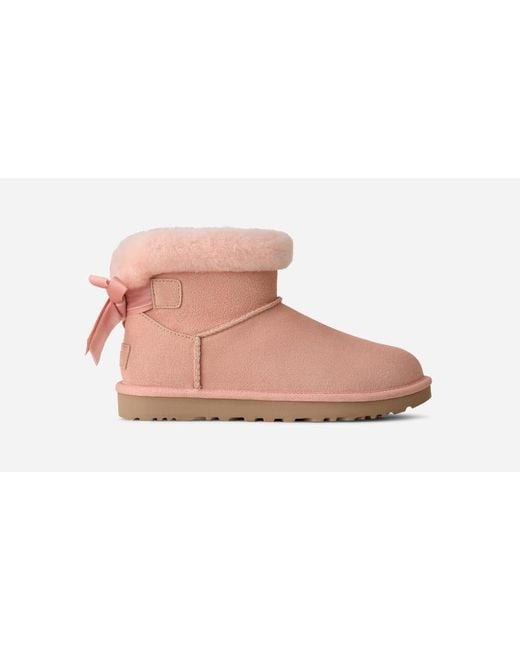 Ugg Pink Classic Mini Bailey Mixed Bow Boot