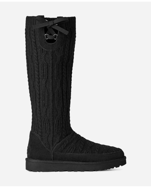 UGG Classic Tall Cabelle Knit Boot in Black | Lyst