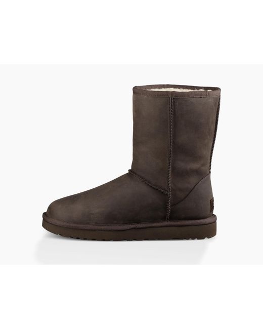 ugg classic short wool lined leather boot