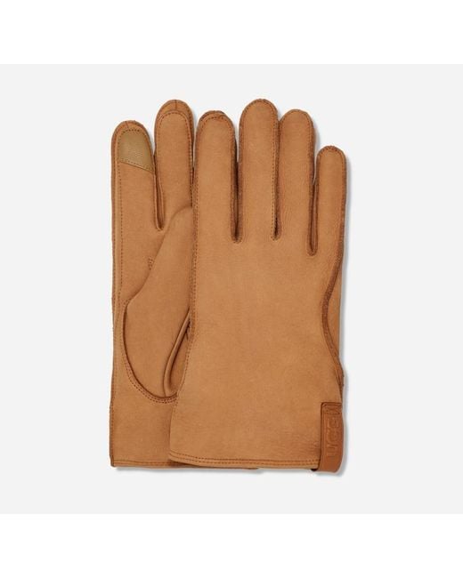 Ugg Brown ® Leather Clamshell Logo Glove for men