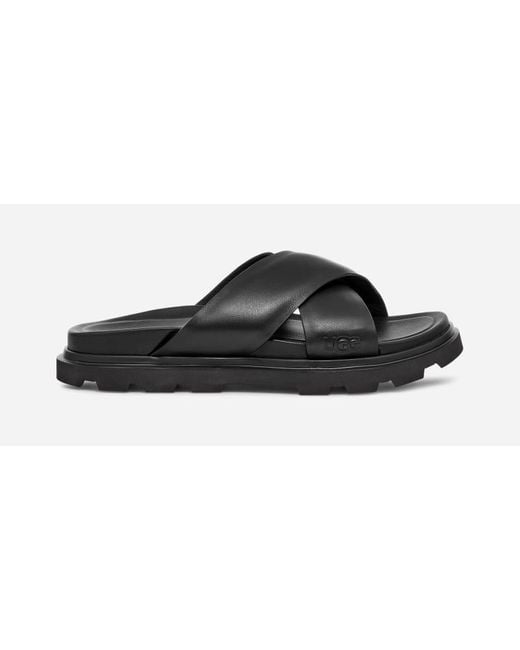 Ugg Black ® Capitola Cross Slide Leather Sandals for men