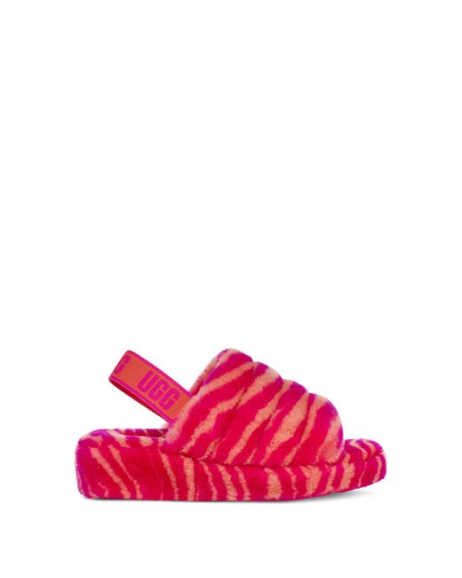 Ugg Fluff Yeah Zebra Slide Sandalen in het Pink