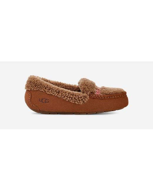 Ugg Black ® Ansley ®braid Sheepskin/suede Slippers