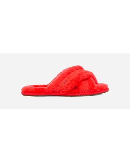 Red ugg hotsell fur slippers