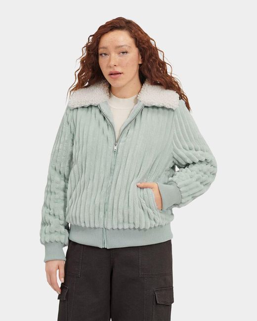UGG Viviana Bomber Jacket Corduroy in Gray Lyst
