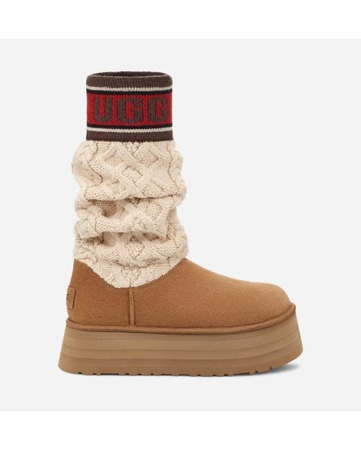 Ugg Brown ® Classic Sweater Letter Knit Classic Boots
