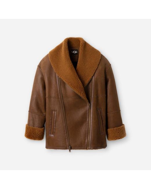 Ugg Brown Shearling Coat Regenerate Ii Sheepskin