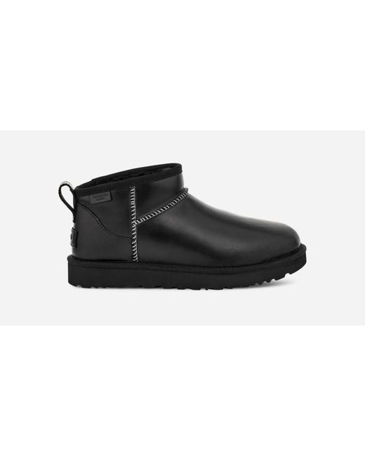 Ugg Black Classic Ultra Mini Lthr Regen Leather Classic Boots