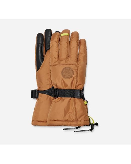 Ugg Brown Shasta Gauntlet Gloves With Waterproof Breathable Liner And Microfur Lining for men