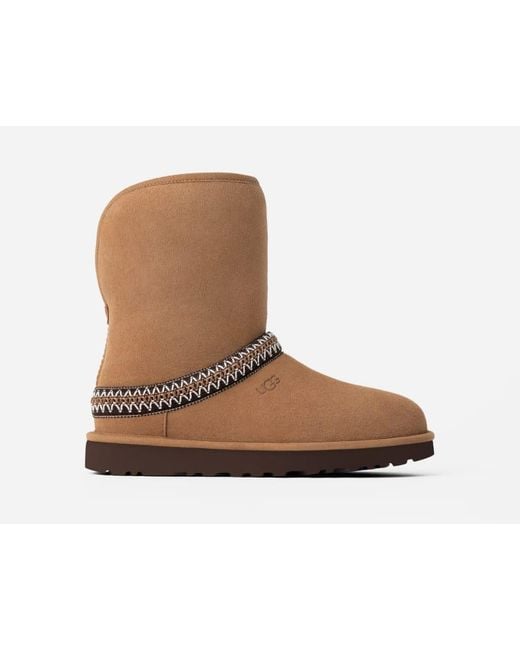 Ugg Brown Classic Short Crescent Boot Für Damen