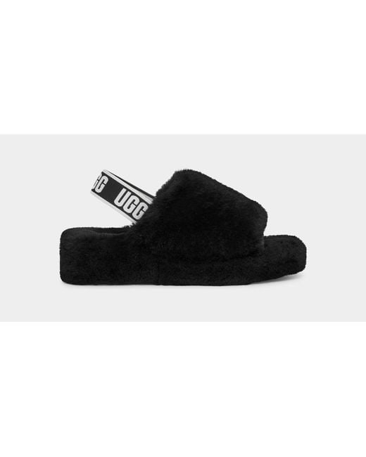 UGG Rubber Fluff Yeah Slide Feather in Black | Lyst