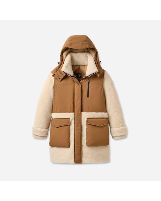 Ugg Brown Kaysin Down Parka Jacket Polyester