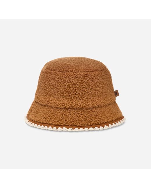 Ugg Brown Fluff Scalloped Hat Fleece Hats