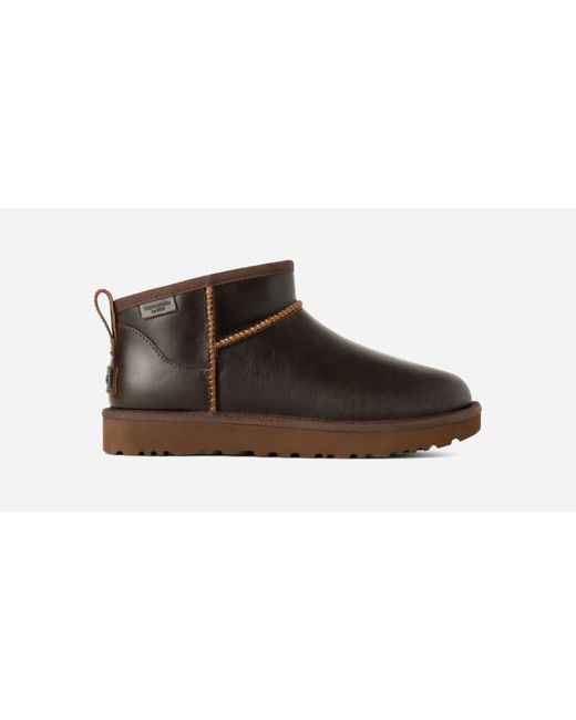 Ugg Black Classic Ultra Mini Lthr Regen Leather Classic Boots
