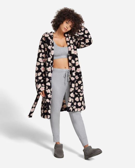 Ugg White ® Aarti ®fluff Print Robe Fleece/recycled Materials Robes