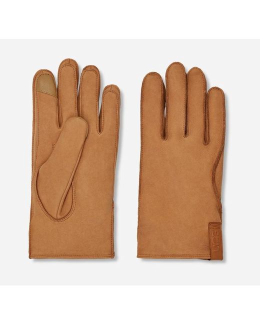 Ugg Brown Handschuhe aus Leder mit Muschel-Logo
