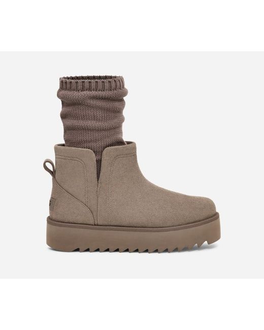 Ugg Brown Classic Ultra Mini Sock'D Platform Boot For