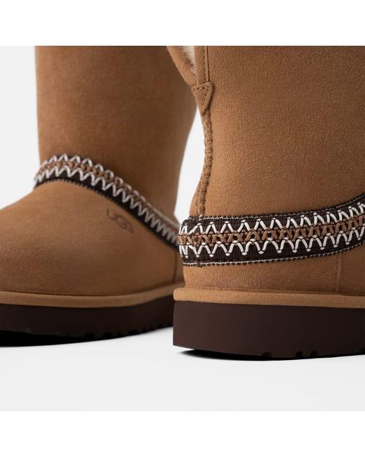 Ugg Brown Classic Short Crescent Boot Für Damen