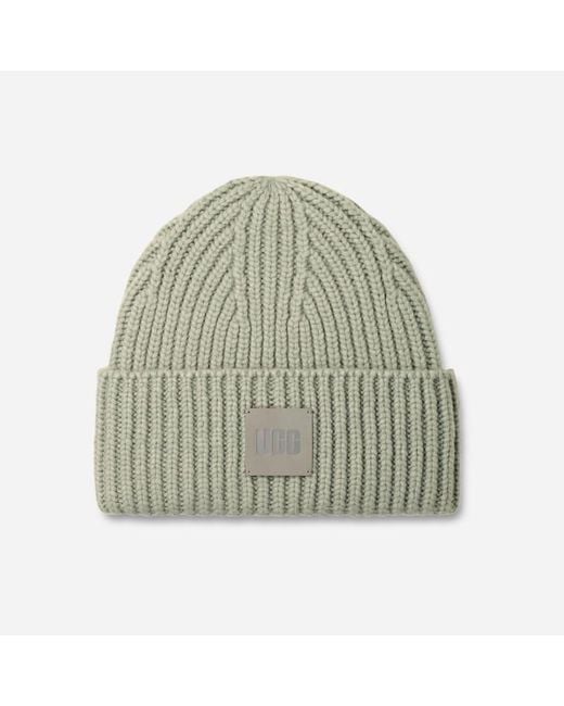 Ugg Green Chunky Rib Beanie Acrylic Blend