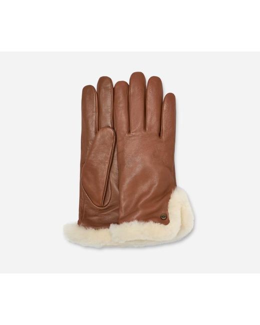Ugg ® Handschoen Met Split Van Leer En Sheepskin in het Brown