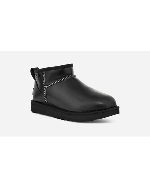 Ugg Black Classic Ultra Mini Leather Regenerate Boot Für Damen