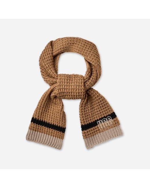 Ugg Brown Waffle Stripe Scarf for men
