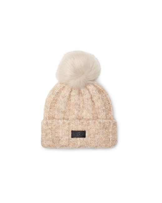 UGG Boucle Knit Cuff Pom Hat in Oatmeal 