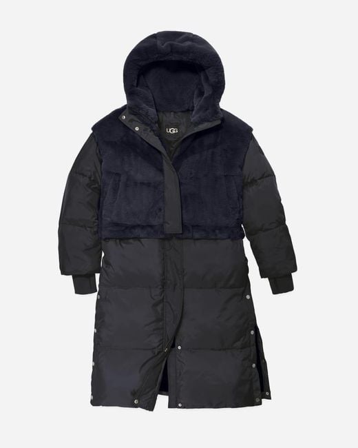 Ugg Blue Keeley Conv Puffer Jacket Faux Fur