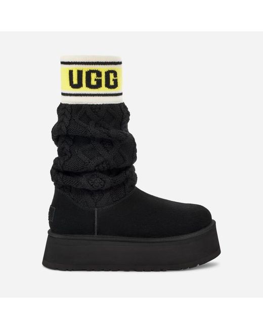 Ugg Black ® Classic Sweater Letter Knit Classic Boots