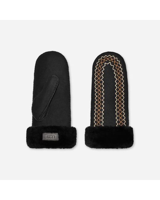 Ugg Black Bestickte Atherson Fäustlinge Für Damen