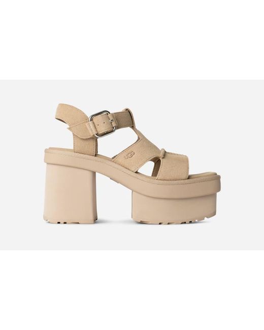 Ugg Black New Heights Platform T-Strap Sandal For