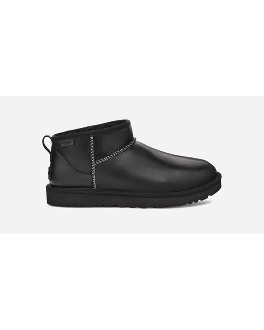 Ugg Black Classic Ultra Mini Leather Regen Classic Boots for men