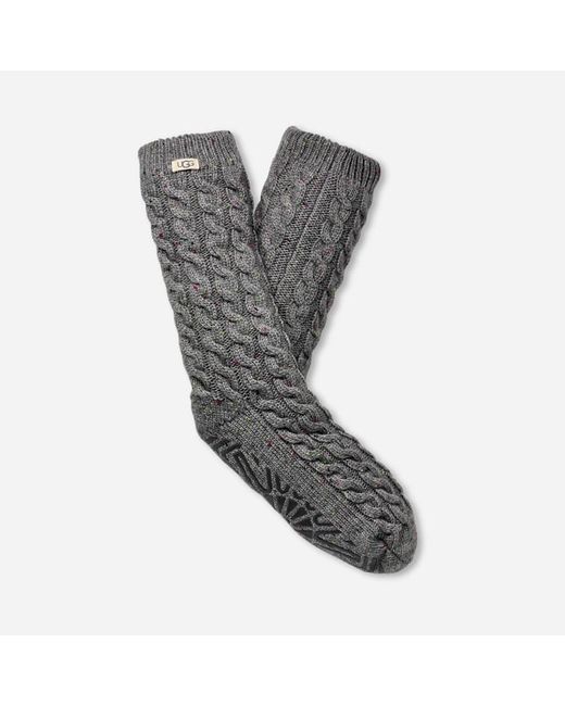 Ugg Gray Elowyn Cable Knit Fleece Lined Acrylic Blend