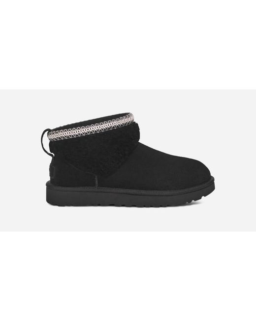 Ugg Black Classic Ultra Mini Maxi Curly Boot Für Damen