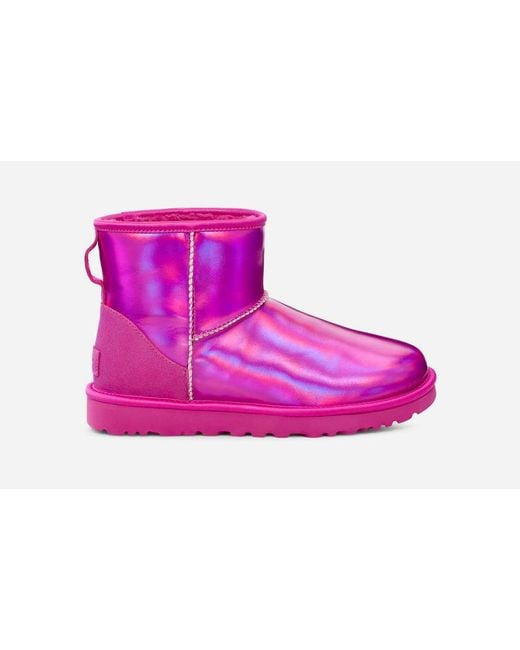 Ugg Purple ® Classic Mini Iridescent Leather/suede Classic Boots