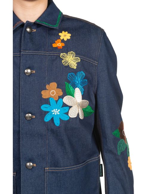 ANDERSSON BELL Indigo Flower Embroidery Chorse Jacket in Blue for