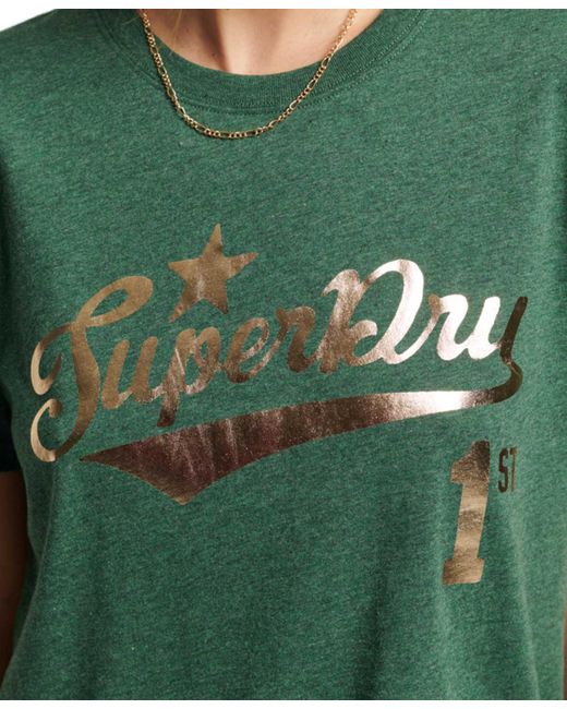 Superdry Vintage Script Style College T-shirt in Green | Lyst