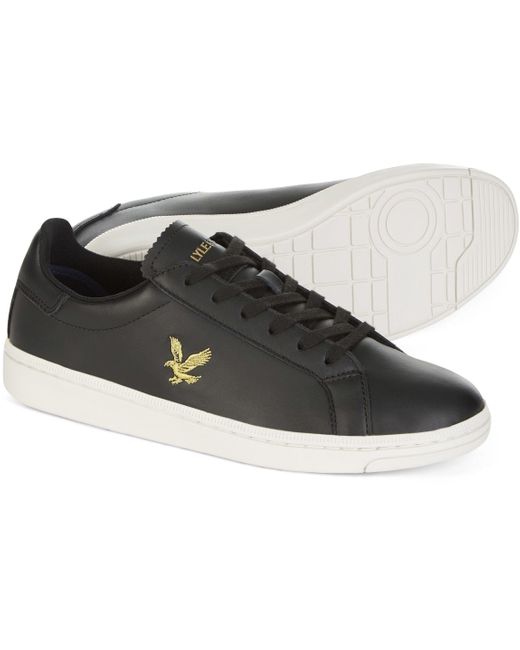lyle and scott black leather trainers