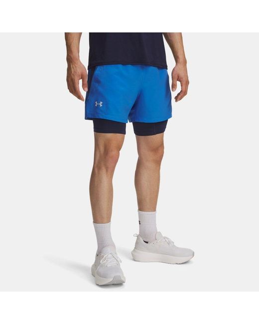 Shorts Launch 2-In-1 Da 13 Cm (5" Da Uomo Atlantis Washed Marino Riflettente di Under Armour in Blue da Uomo