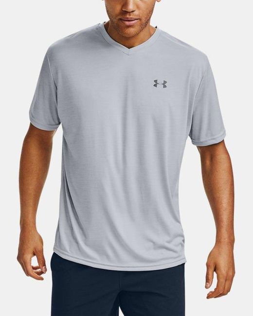 Under Armour Ua Velocity Vneck Short Sleeve in Gray for Men Lyst