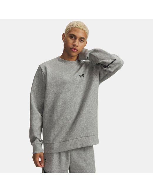 Under Armour Gray Unstoppable Fleece Crew Mod for men