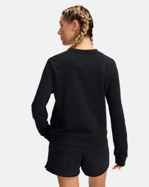 Under Armour Rival Terry Damesshirt Met Ronde Hals Zwart Wit in het Black