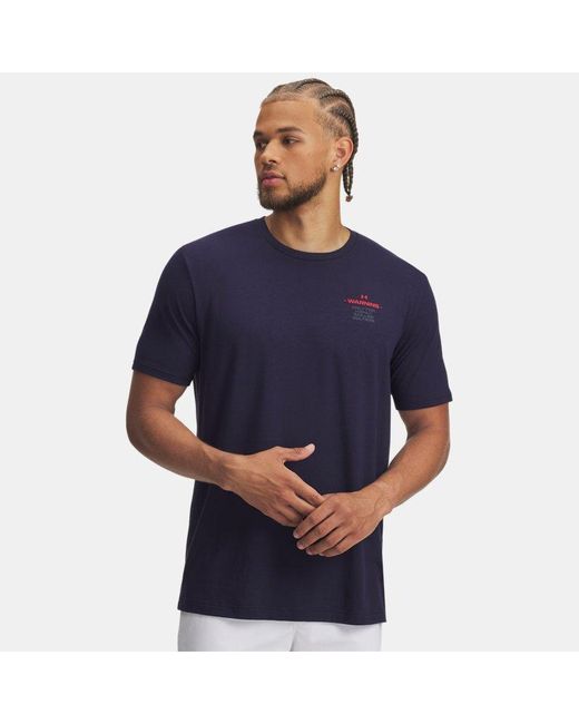 Under Armour Blue Golf Warning Short Sleeve Midnight for men