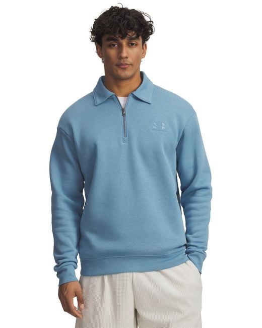 Under Armour Blue Icon Fleece Collar Zip Top Smoke Smoke for men