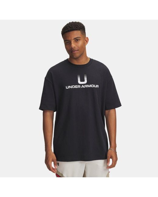 Under Armour Black U Logo Heavyweight Short Sleeve for men