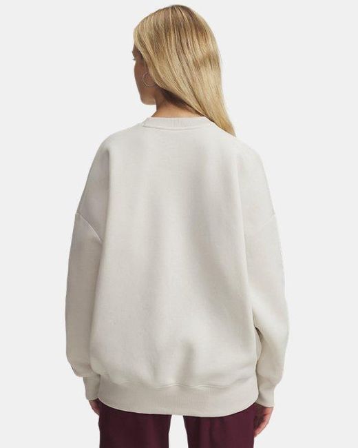 Under Armour Rival Fleece Varsity Oversized Damesshirt Met Ronde Hals Summit Wit Zwart in het Gray