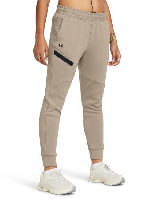 Under Armour Unstoppable Fleece joggers in Natural