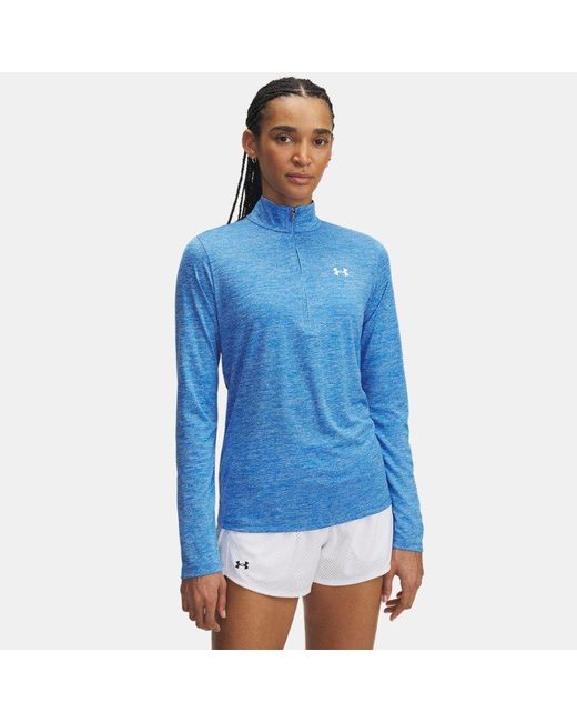 Parte De Arriba Con Media Cremallera Tech Twist Para Mujer Atlantis Blanco Under Armour de color Green