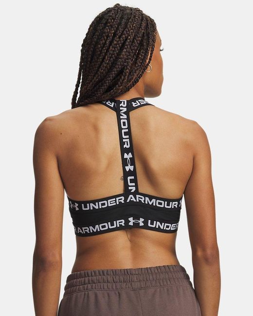 Brassière De Sport Heatgear À Maintien Modéré Et Dos En T Pour Femme Ultimate Blanc Under Armour en coloris Black